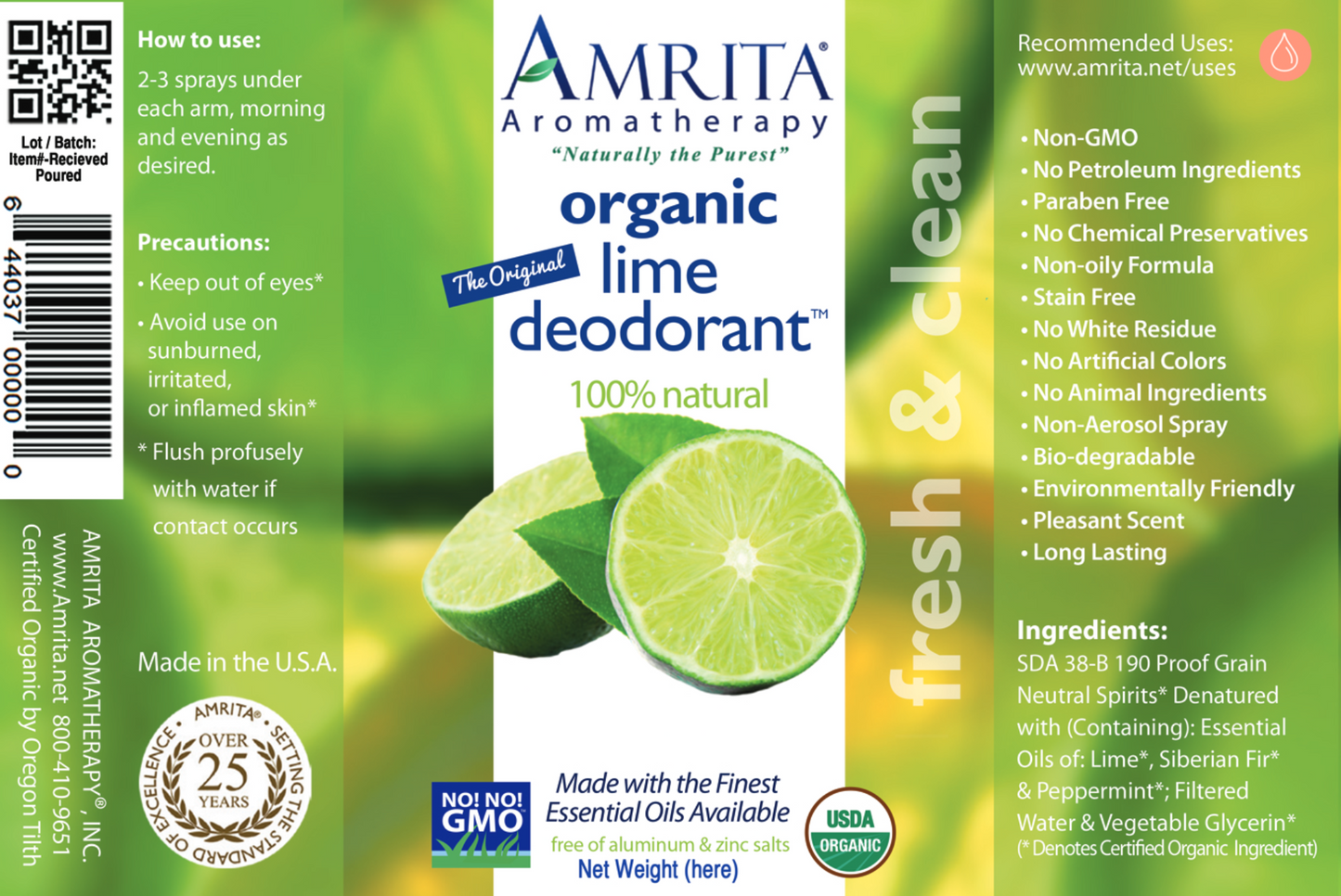 Organic Lime Deodorant 4 fl oz