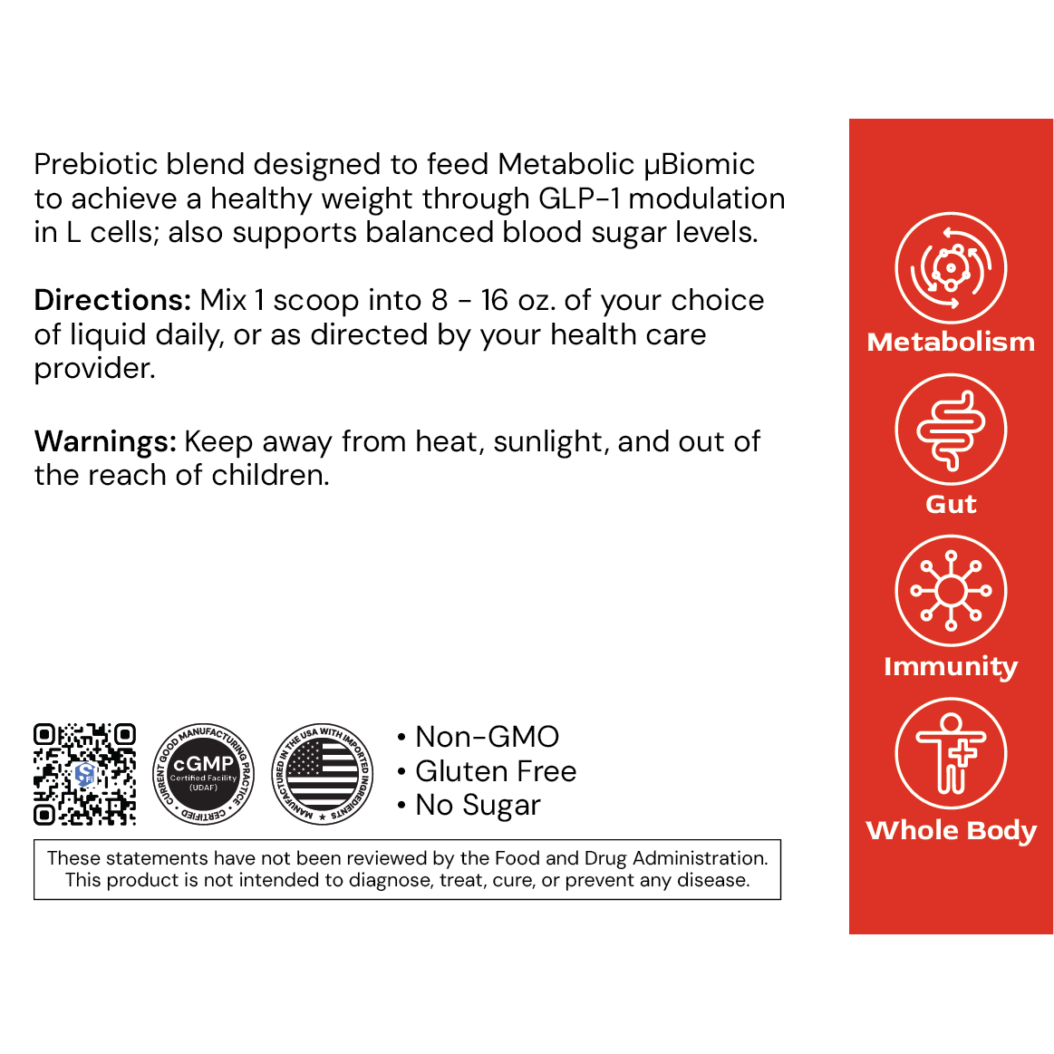Metabolic Superfood – product details, directions, and warnings
